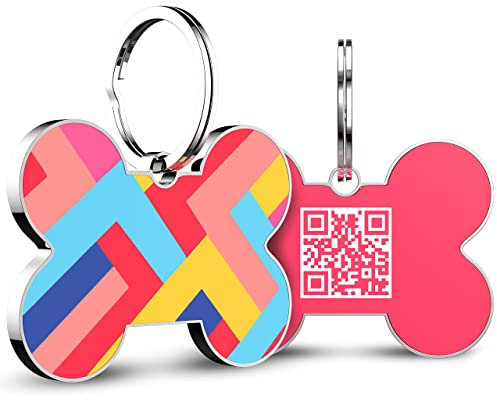 DISONTAG QR Code Hundemarke ID Personalisierte Soziale Online Seite-Kostenlos Online Haustier Profil-Modifizierbar-Kontrolle der Privatsphäre-Keine APP Erforderlich(Knochen)