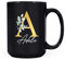Personalised Letter A Floral Mug Initial with Name, Customised Gift, Gold Effect Printed Letter, NOT Metallic - Ceramic Coffee Cup for Men or Women, Extra Large and Giant Mug, 15oz Black Mug