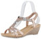 VAN HILL Damen Sandaletten Keilsandaletten Zierperlen Schuhe Keilabsatz Strass Wedges Sommersandaletten Freizeitschuhe 211045 Rose Gold 37