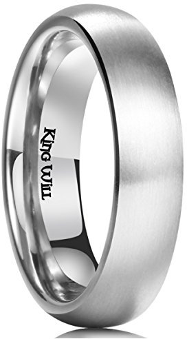 King Will Silver Domed BASIC 5MM Titanium Ring Wedding Ring For Men Women Couple Ring Brushed/Matte Comfort Fit 12