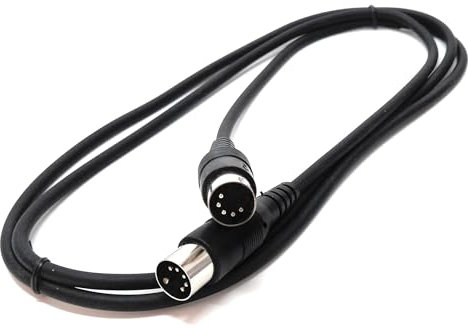 DRUT 1.5m 5 Pin MIDI Male to Male DIN Plug Audio Cable for Music Instruments (5ft, Black)