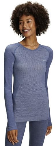 FALKE Damen Baselayer-Shirt Wool-Tech Light Round Neck W L/s Sh Wolle Funktionsmaterial schnelltrocknend 1 Stück, Blau Capitain 6751, L
