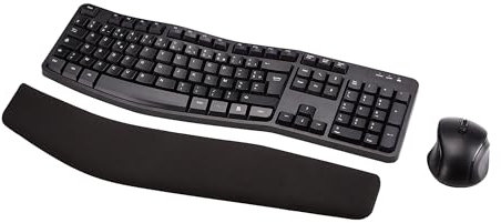 Amazon Basics Ensemble clavier et souris ergonomique sans fil - disposition FR - noir