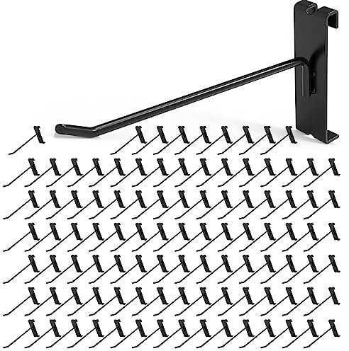 Gridwall Haken, 15,2 cm, 50 Stück, Display-Haken für Gitterwandpaneel, stabile Gitterwandhaken und Aufhänger für Einzelhandel, Geschäft, Zuhause, Büro, Garage, Lagerung, Schwarz
