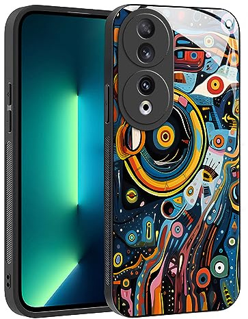 YUXING Cover per Honor 90 5G - Abstact Art Geometry Pattern Antigraffio Vetro Back Cover, Custodia Antiurto Antiscivolo Sottile (Abstact Art,01)