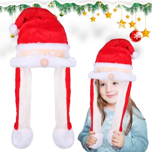 EKKONG Weihnachtsmütze Plüsch,Weihnachtsmütze Nikolausmütze Rand Weihnachtsfeier Rote Santa Mütze Nikolaus Warm Dicker Fellrand Weihnachtsmann Mütze, Kostüm für Erwachsene & Kinder