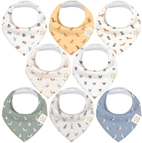 8 Stück Dreieckstuch Baby Junge, Mädchen - Unisex Bandana Lätzchen Baby, Super Absorbierende Halstuch Baby, Bio-Baumwolle Baby Lätzchen, Halstücher Baby für Säuglinge, Sabberlätzchen (Pets & Paws)