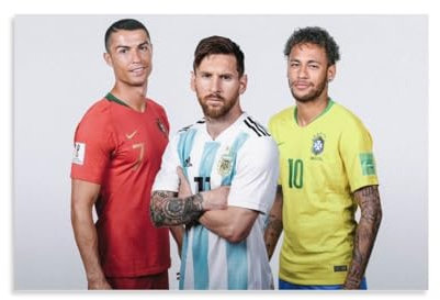 Fußball-Poster Messi Ronaldo Neymar Wandkunst Poster Scroll Leinwand Gemälde Bild Wohnzimmer Dekor Zuhause 20 x 30 cm
