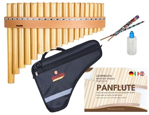 Plaschke Panflöte aus Südtirol, Bundle mit Tasche, Lernbuch, Pflege-Set, 18 Töne C-Dur