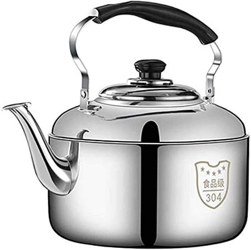 Electric Kettle Flute Electric Kettle Silver Gas Induction Stove Whistle Large Capacity 304 Stainless Steel Fast Heating HOBIBA(Size:4L)