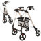 MobiQuip Aluminium Rollator, 4 Wheeled Walker with Seat and Storage Basket, Weighs Just 6.4kg Lightweight Folding Mobility Aid, Easy to Fold Walking Frame, for Elderly or Disability, Silver