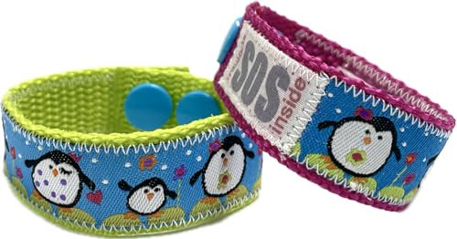 SOS-Armband Pinguin, Notfallarmband mit Telefonnummer für Kinder (türkis) (Hellgrün)