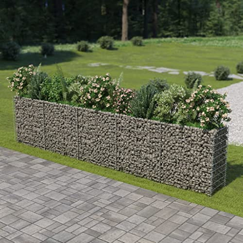 Panier en fil de fer - Panier en gabion renforcé - Crochets en gabion - Lit surélevé en acier galvanisé - 450 x 50 x 100 cm - Gabion mural - Clôture pour maçonnerie - Pierre galvanisée - Gabion