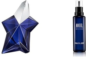 MUGLER ANGEL ELIXIR, Eau de Parfum Rechargeable 100 ml + Eau de Parfum Flacon Recharge 100 ml, Parfum pour Femme Boisé Floral, Lot de 2 produits