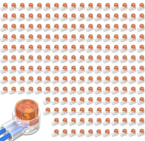 VZU 200 PCS K1 Jelly Crimps 2 Way Splice Connectors, Moisture-Proof and Waterproof Telephone Cable Connectors, Clear Telephone Cable Connectors for Network and Telephone Lines(Orange)