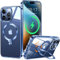HaloArt 360° Drehbarer Ständer Magnetische Hülle für iPhone 15 Pro Max [Stabilster Unsichtbarer CD-Ring Ständer für Mag-Safe] [ Nr.1 Magnetkraft & Militärschutz] Stoßfest Schutzhülle Dünn, Blau