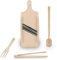 KERAZO Lot de 4 mandolines en bois de hêtre avec pilon, pince, fourchette. Idéal pour la fabrication de choucroute et légumes fermentés (41 x 16 cm)