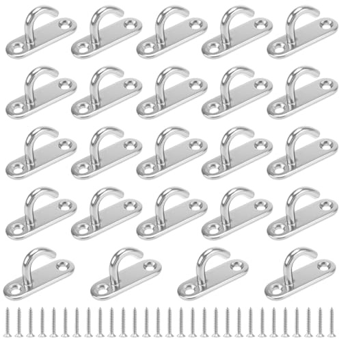 HONYUET Confezione da 24 ganci da soffitto M5 in acciaio inossidabile, ganci ovali aperti M5, piastra con occhiello da 5 mm per piante sospese, amache
