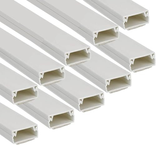 Jandei - Confezione da 10 grondaia adesiva bianca per cavi in PVC. Organizzazione e protezione del cablaggio 40 cm Lunghezza (4 metri) (10 x 20 mm)