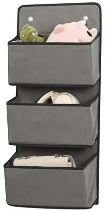 Minnhua Hängeregal, Badezimmer Organizer mit 3 Fächern, Hängeorganizer Tür mit 2 Haken, Große Kapazität Hängeaufbewahrung Türorganizer für Bad, Schlafzimmer, Kinderzimmer (Grau)