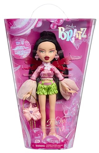 Bratz Fashion Pixiez Jade - Fantasy-Sammelpuppe mit Echter Mode und Accessoires, Flügel Verwandeln Sich in einen Ring
