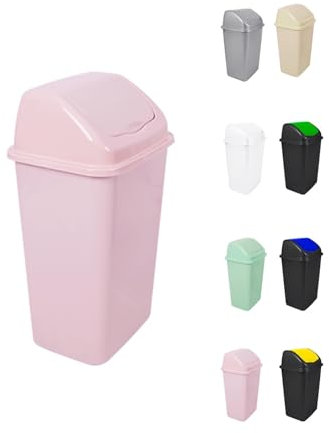 JARDIN202 - Cubo de Basura con Tapadera Basculante - 30/50 Litros - Ideal para Hogar y Oficina | 50 L (Rosa)