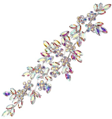 FINGERINSPIRE Strass Applikation Kristallapplikation Hochzeitsdekoration Blumen Blätter 220x65x6mm Nähbastel