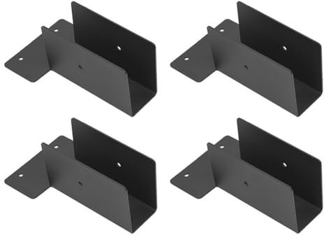 Qussedser Outdoor Pergola Rafter Bracket Joist Hanger Deck Railing Bracket Connector for 2X4 Or 2X6 (Black) 4 Pack