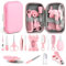 HAGOT 20 Pcs Trousse de Soin Bébé, Trousse de Toilette Bébé, Compacte, avec Brosse à Cheveux, Pince à Ongles ect, pour Nouveau-Nés Filles Garçons, Rose
