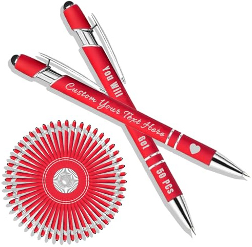 Generisch Kugelschreiber Personalisiert mit Gravur 2 in 1 Kugelschreiber mit Touchpen Kuli Personalisiert Stifte Set 10/20/50/100 Stück, Mehrfarbiger Kugelschreiber #21