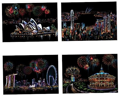 NAMOARLY Kratzzeichnung Für Erwachsene Dekompressionstool Selbstgemacht Handgemachte Kratzmalerei Kölner Dom Motiv Kreatives Geschenk Zum Entspannen