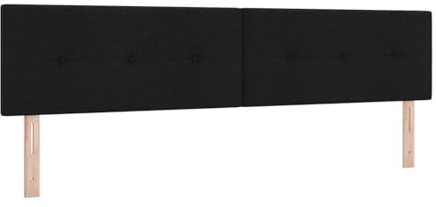 vidaXL Höhenverstellbares Kopfteil mit Kopfteil Schwarz 200 cm Stoff, Chic rechteckiges gepolstertes Kopfteil, modernes Schlafzimmer-Style, stilvolles Stoff-Highlight, Elegantes Deko-Element