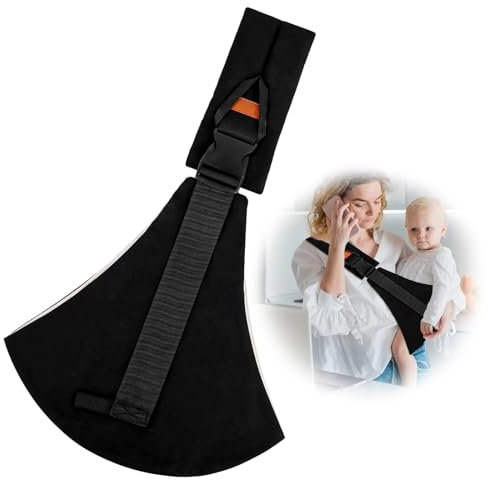 TNOMSNO Portable Echarpe de Portage Bebe, Porte Bebe Physiologique, Portage Bebe Porte Bebe, Porte-Bébé dès la Naissance pour Bébé de 0 à 36 Mois, Bambin Jusqu'à 15kg (noir)