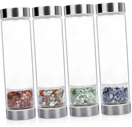 HOLIDYOYO Vaso De SPA para Hidroterapia Botella De Agua De Cristal De Cuarzo Natural Piedras De Colores Decoración De Interior para Sala De