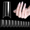 500 Pcs French Straight Long Nail Tips No C Curve Clear Long Square Half Cover Artificial Nails 10 Sizes for DIY Manicure Salon Professional and Home Nail Art