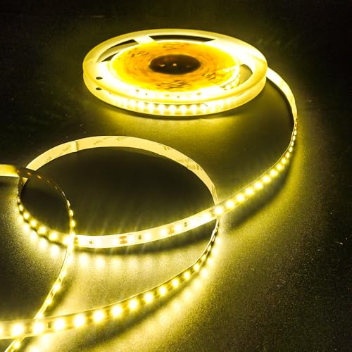 LED Streifen 10M,Fosingut 12V 2835SMD LED Band Lichtleiste Lichterkette Warmweiß 3000K,Selbstklebend Schneidbar Hohe Helligkeit 120LEDs/m 8mm Stripes für Bar,Kanal,Küche,TV,Auto,Heim Decor(Nur Strip)