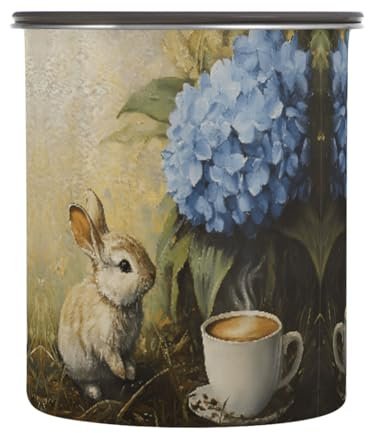 Quteprint Kaffee-Vorratsdosen aus Edelstahl mit luftdichtem Deckel, Oster-Hasen-Hyazinthen-Blume, 480 ml, Lebensmittelbehälter, Küchenbehälter für Tee, Kaffeebohnen, gemahlen, Zuckeraufbewahrung
