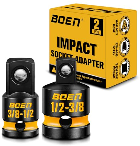 Mr.wintek Adapter 1/2 zoll auf 3/8 zoll, 3/8 zoll auf 1/2 zoll Schlagadapter, Kraft-Stecknuss-Adapter mit gelber Prägung, Chrom Molybdän Stahl