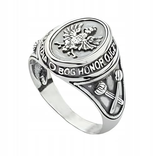 Ulex Premium 925 Sterling Silber Ringe Herren Siegelring Gott Ehre Vaterland Oxidiert Poliert Patriotischer Schmuck Größe 60