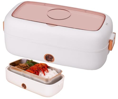 YRTUOP Lonchera Electrica, Calentador De Comida Portátil Recargable Lonchera Termica Con Recipiente De Acero Inoxidable Marmita Electrica Para Niños Adultos Trabajo Viajes Escuela, 26x12x13cm