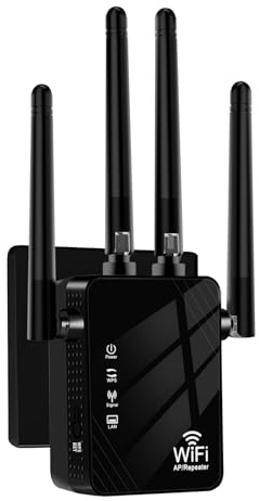 WLAN-Extender-Signalverstärker für bis zu 6.000 m² und 60 Geräte, WLAN Verstärker mit großer Reichweite und Ethernet-Anschluss, Zugangspunkt, 1-Tasten-Einrichtung