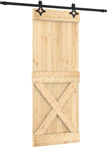 vidaXL Porta scorrevole 80 x 210 cm Naturale e Nero