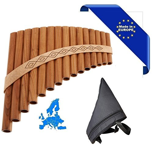 Panflöte Solist Alt in Sol Made in Europe + Tasche 15 Ruten sol1-sol3 in Ahorn Form Kurve Ornament geschnitzt
