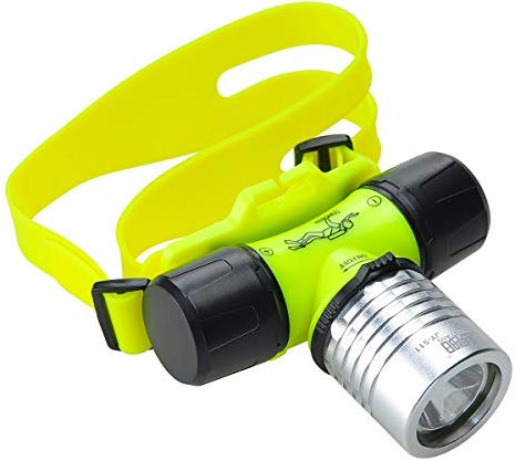 Lychee 5W Buceo Faro Super Brillante Submarino Faro Submarino Cabeza luz Impermeable LED Cabeza Linterna de Buceo, Deportes al Aire Libre, Senderismo, Camping, Pesca de Noche (Lámpara de Cabeza)