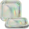 Unique Party 53934 - 18cm Square Foil Iridescent Paper Plates, Pack of 8