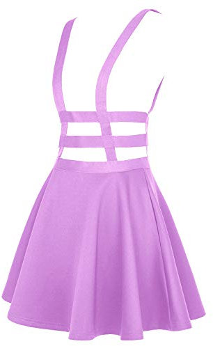 Donna A-Line Mini-Gonna Gonna a Pieghe Senza Spalline (L, Lavanda)