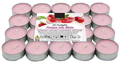 Lumar Aromatic Velas de té aromáticas (Fresa con Nata Pack 20 Velas)