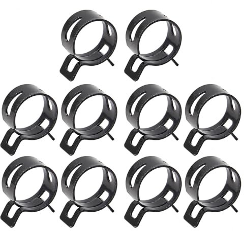MroMax Steel Band Clamp 19mm for Fuel Line Silicone Hose Tube Spring Clips Clamp Black Manganese Steel 10Pcs
