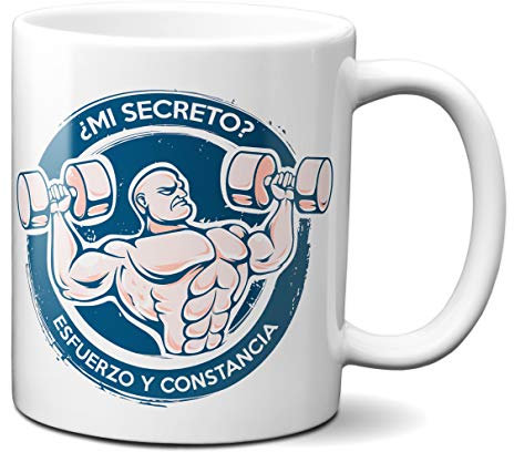 Planetacase Taza Culturismo Esfuerzo y Constancia - Tazas Gimnasio Regalo para Culturisas y Deportistas Ceramica 330 mL