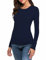 Nasperee Women Long Sleeve Crew Neck Rayon Slim Fit Stretchy Layer T Shirts Tops